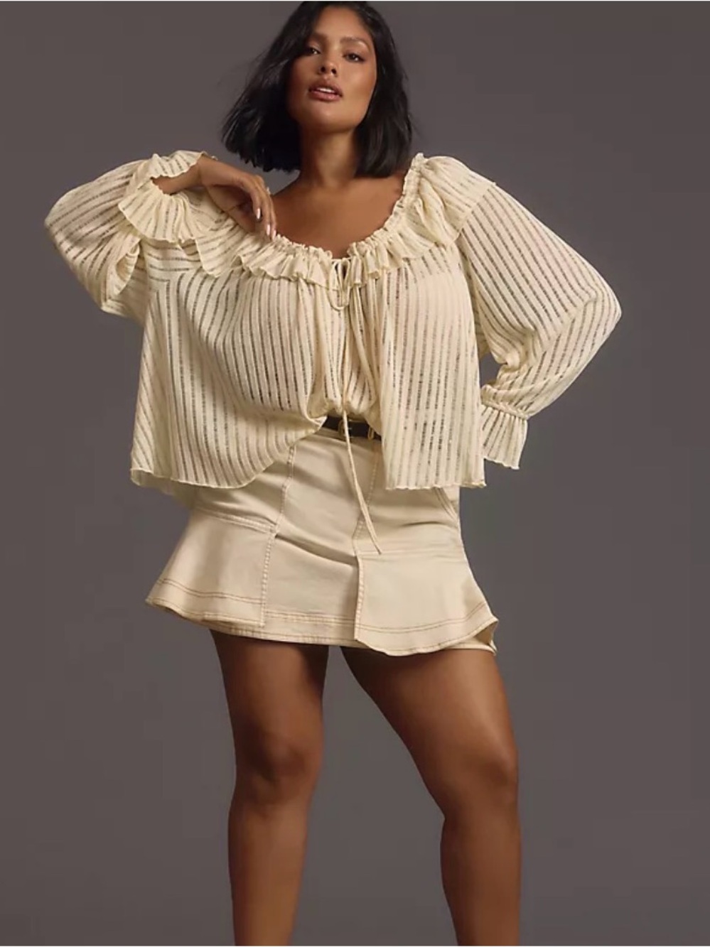 Anthropolgie sheer stripped blouse size small
